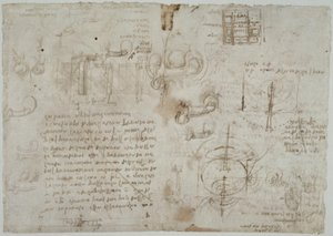 Studies van de golfbeweging van het water door Leonardo da Vinci